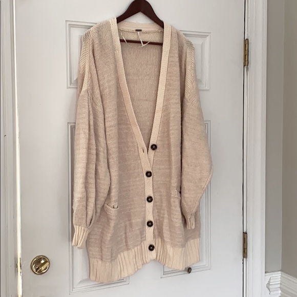 Free People Snow Drop Ivory Women's Cardigan L - Picture 3 of 7
